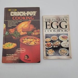 Lot of 2 Vintage Cookbooks The Fabulous Egg 1979 &‎ Rival Crock Pot Cooking 1975